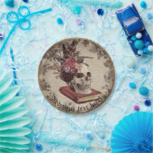 ゴシックスカルとヴィンテージフローラ ペーパープレート (パーティー)