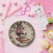 ゴシックスカルとヴィンテージフローラ ペーパープレート (パーティー)