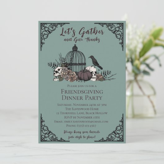 ゴシックスカルと与えバラ感謝してい友好 招待状 (スタンド正面)