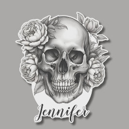 ゴシックスカルと牡丹モノグラム防水 シール