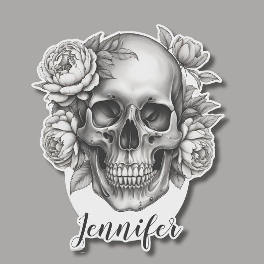 ゴシックスカルと牡丹モノグラム防水 シール