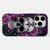 ゴシックスカルと紫バラ Case-Mate iPhoneケース (裏面 (横))