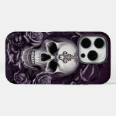 ゴシックスカルと紫バラ Case-Mate iPhoneケース (裏面 (横))