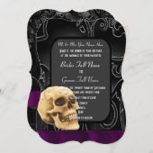 ゴシックスカルと結婚黒 招待状 (正面/裏面)