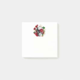 ゴシックスカルと赤い花と金ゴールド葉 ポストイット