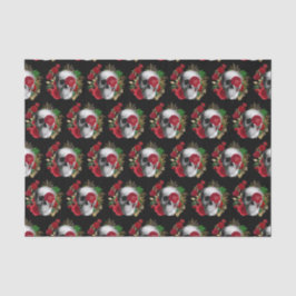 ゴシックスカルと赤い花パターン（の模様が）ある 薄葉紙