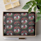 ゴシックスカルと赤い花パターン（の模様が）ある 薄葉紙 (ギフト)