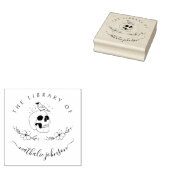 ゴシックスカルの花と図書室 ラバースタンプ (押印)