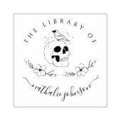 ゴシックスカルの花と図書室 ラバースタンプ (インプリント)