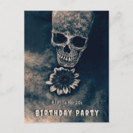 ゴシックスカルひまわりRIP To her 20 s インビテーションポストカード