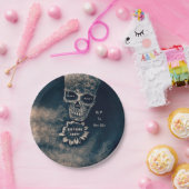 ゴシックスカルひまわりRIP To her 20 s ペーパープレート (パーティー)