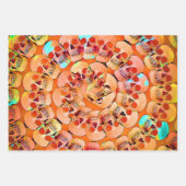 ゴシックスカルアポップ・アートのートオレンジのらカッコいいせん模様 ラッピングペーパーシート (正面3)