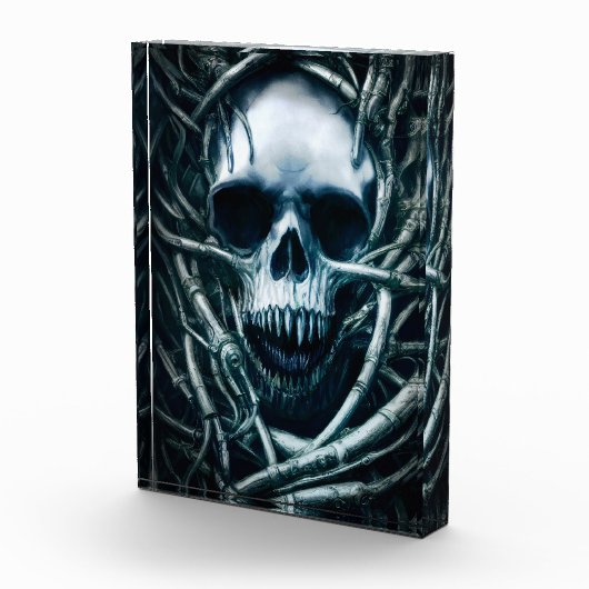 ゴシックスカルアート:不気味な死の金属シギル フォトブロック (右)