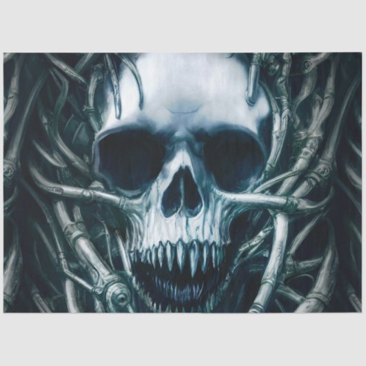 ゴシックスカルアート：不気味な死の金属シギル 薄葉紙 (正面)