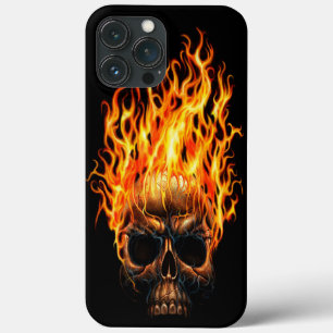 ゴシックスカルイエローオレンジ火炎パターン iPhone 13 PRO MAXケース