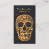 ゴシックスカルイエロー金ゴールドブラックグランジテクスチャ 名刺 (正面)