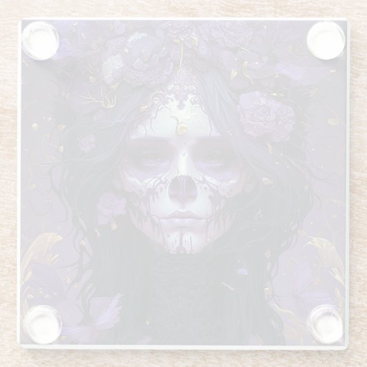 ゴシックスカルウィメンダークファンタジーアート ガラスコースター (裏面)