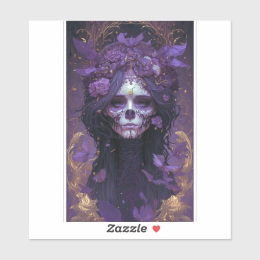 ゴシックスカルウィメンダークファンタジーアート シール (シート)