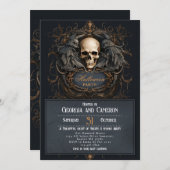 ゴシックスカルウイングハロウィーン 招待状 (正面/裏面)