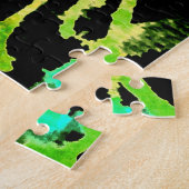 ゴシックスカルウォーターカラーハロウィンネオンアート ジグソーパズル (側面)