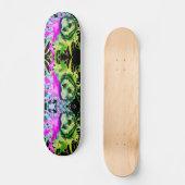 ゴシックスカルウォーターカラーハロウィンネオンアート スケートボード (正面)