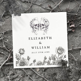 ゴシックスカルエレガントフローラ結婚ゴシック スタンダードカクテルナプキン