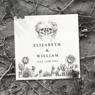 ゴシックスカルエレガントフローラ結婚ゴシック スタンダードカクテルナプキン