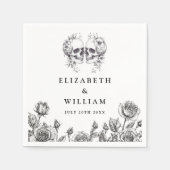 ゴシックスカルエレガントフローラ結婚ゴシック スタンダードカクテルナプキン (正面)