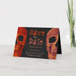 ゴシックスカルオレンジブラックハロウィーン保存日 案内状