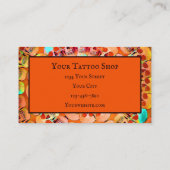 ゴシックスカルオレンジブラックポップ・アートのアートパターンモノグラム 名刺 (裏面)