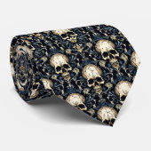 ゴシックスカルオンブルーフローラ ネクタイ (ロール)