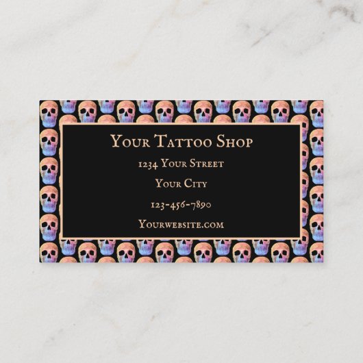 ゴシックスカルカラフルブルーオレンジブラカッコいいック 名刺 (裏面)