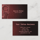 ゴシックスカルガーリーレッドピンクタトゥーアーティスト 名刺 (正面/裏面)