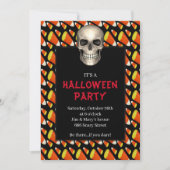 ゴシックスカルキャンディーコーンハローウィンパーティ 招待状 (正面)