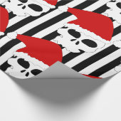 ゴシックスカルクリスマスサンタハットを着用 ラッピングペーパー (角)