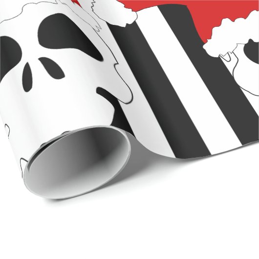 ゴシックスカルクリスマスサンタハットを着用 ラッピングペーパー (ロールコーナー)