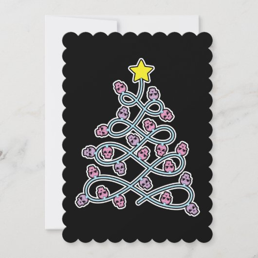 ゴシックスカルクリスマスツリーフラットグリーティングカード 招待状 (正面)