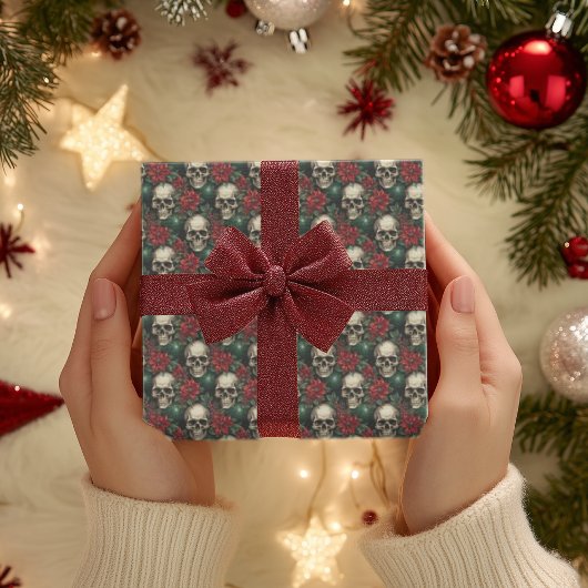 ゴシックスカルクリスマスラッピング紙スケルトン ラッピングペーパーシート