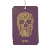 ゴシックスカルグランジ金ゴールド紫クール カーエアーフレッシュナー (正面)