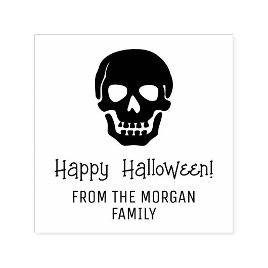 ゴシックスカルシルエットハッピーハローウィン名 セルフインキングスタンプ (デザイン)