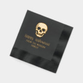 ゴシックスカルシルエットハッピーハローウィン名 箔ナプキン (左)