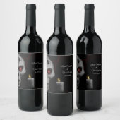 ゴシックスカルスパイダーキャンドル – ダークムーディハロウィーン ワインラベル (ボトル)