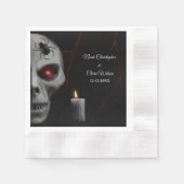 ゴシックスカルスパイダーキャンドル – ダークムーディハロウィーン 縁ありカクテルナプキン (正面)