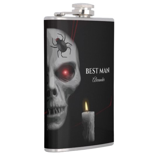 ゴシックスカルスパイダーキャンドル – 暗い不気味なハロウィーン フラスク (右)