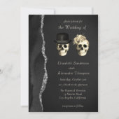 ゴシックスカルズブラックシルバー結婚式招待状 (正面)