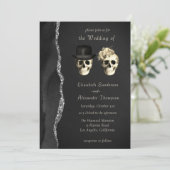 ゴシックスカルズブラックシルバー結婚式招待状 (スタンド正面)