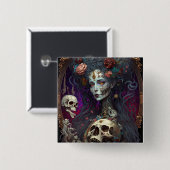 ゴシックスカルゾンビウーマンゴシック 缶バッジ (正面&裏面)