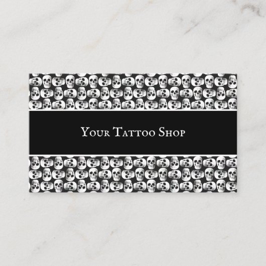 ゴシックスカルタトゥーアーティストブラック&ホワイトパターン 名刺 (正面)