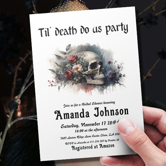 ゴシックスカルティルデスドウアメリカパーティーブライダルシャワー 招待状