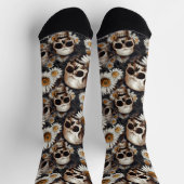 ゴシックスカルデイジー花柄 ソックス (上部)